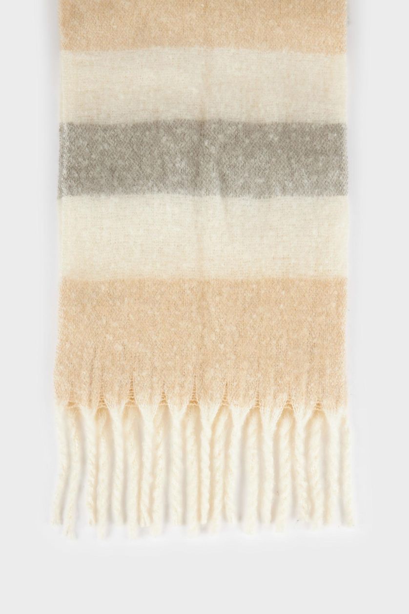 FILLES Beige Écharpe tissée à blocs de couleur pour fille