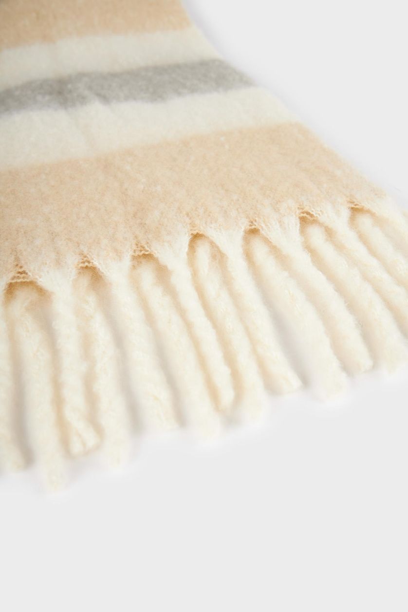 FILLES Beige Écharpe tissée à blocs de couleur pour fille