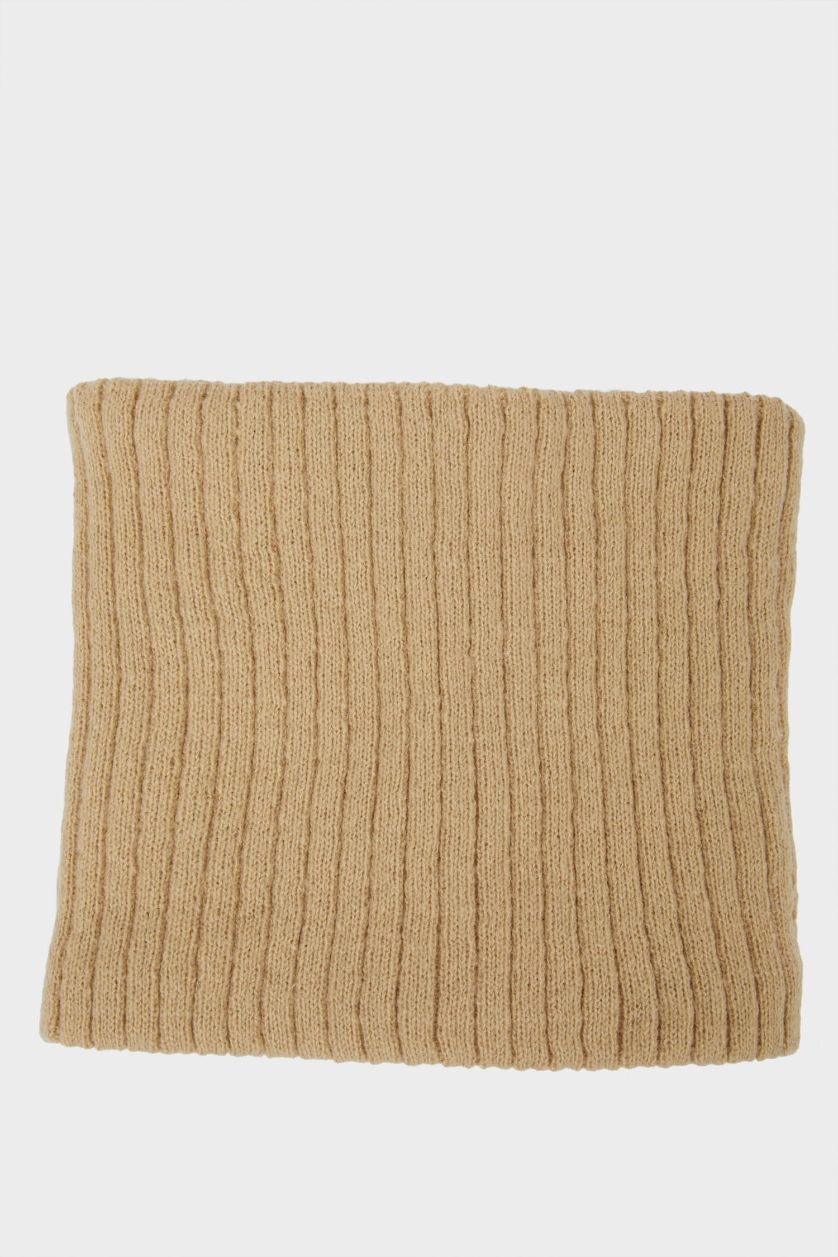FILLES Beige Écharpe Tour de cou en tricot doublé de fausse laine pour fille