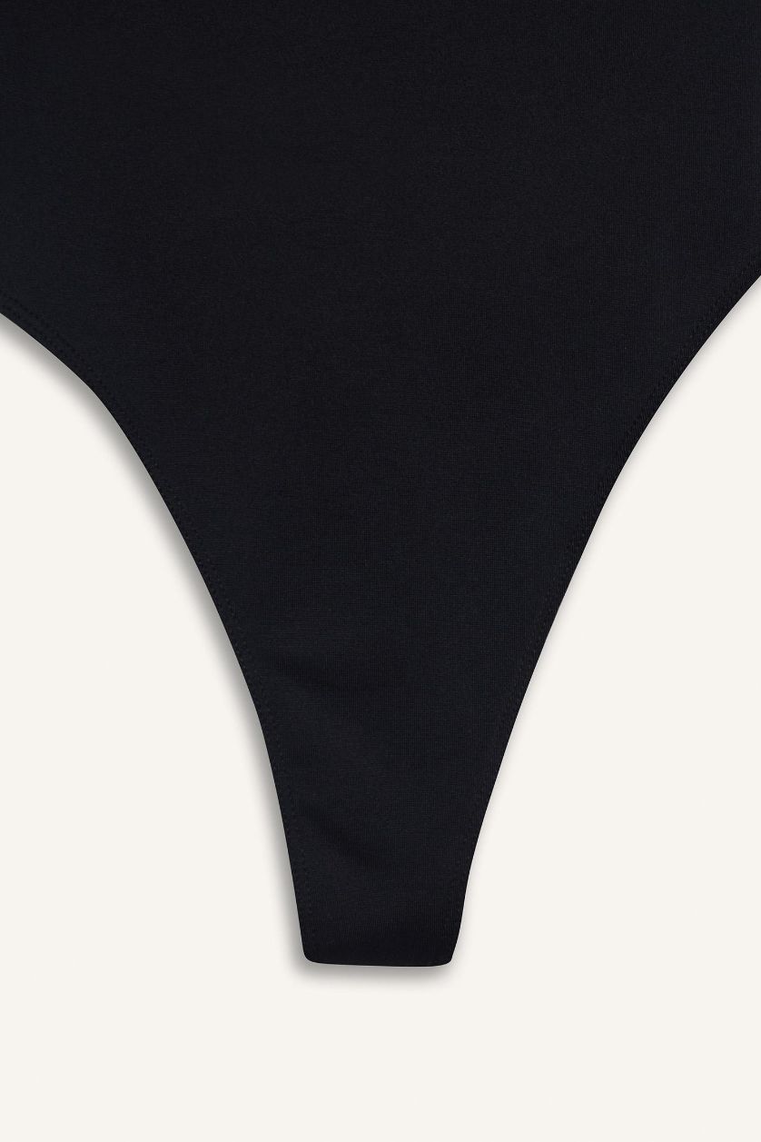 Kadın Siyah Basic Düz Askılı Siyah Body