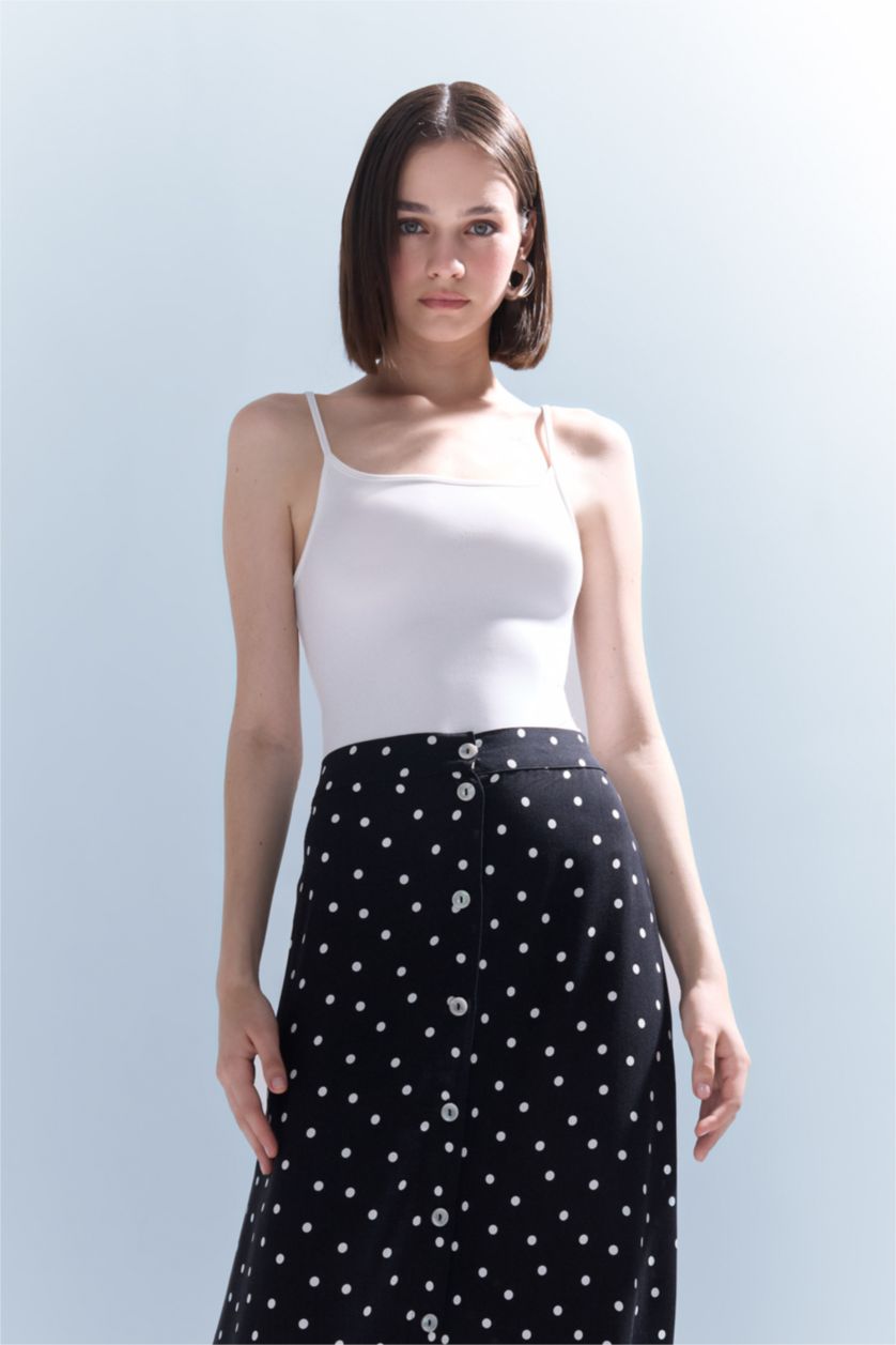 Kadın Kırık Beyaz Basic Düz Askılı Beyaz Body