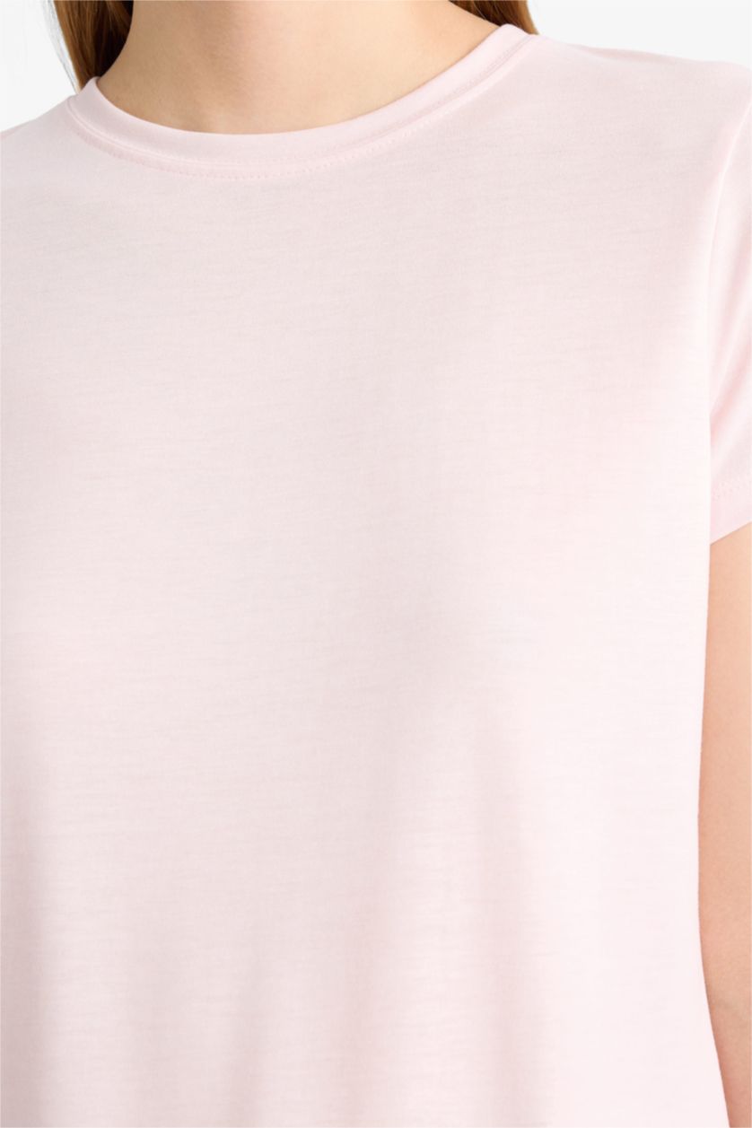 Kadın Açık Pembe Regular Fıt Kısa Kollu Tişört