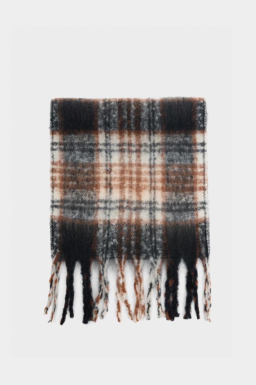 BOYS & TEENS Black Boy Plaid Neck Scarf