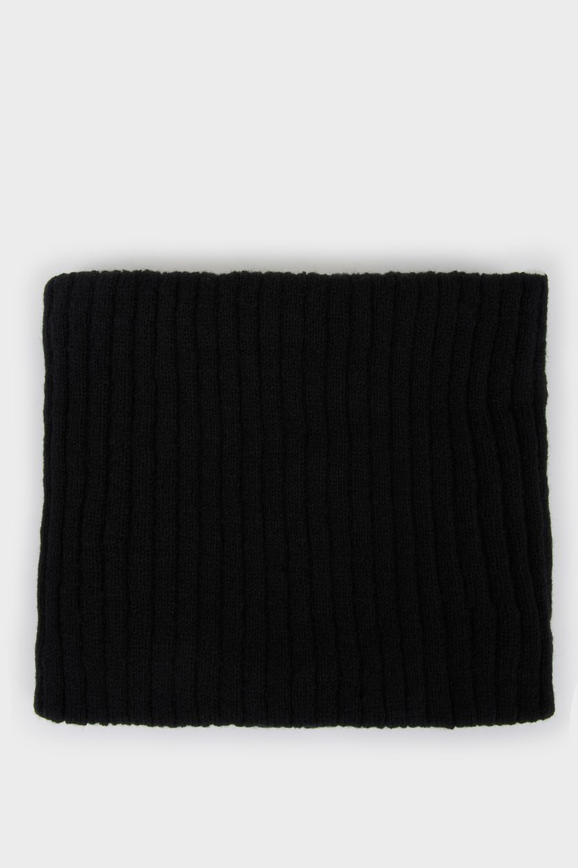 BOYS & TEENS Black Boy Lined Faux Fur Neck Scarf