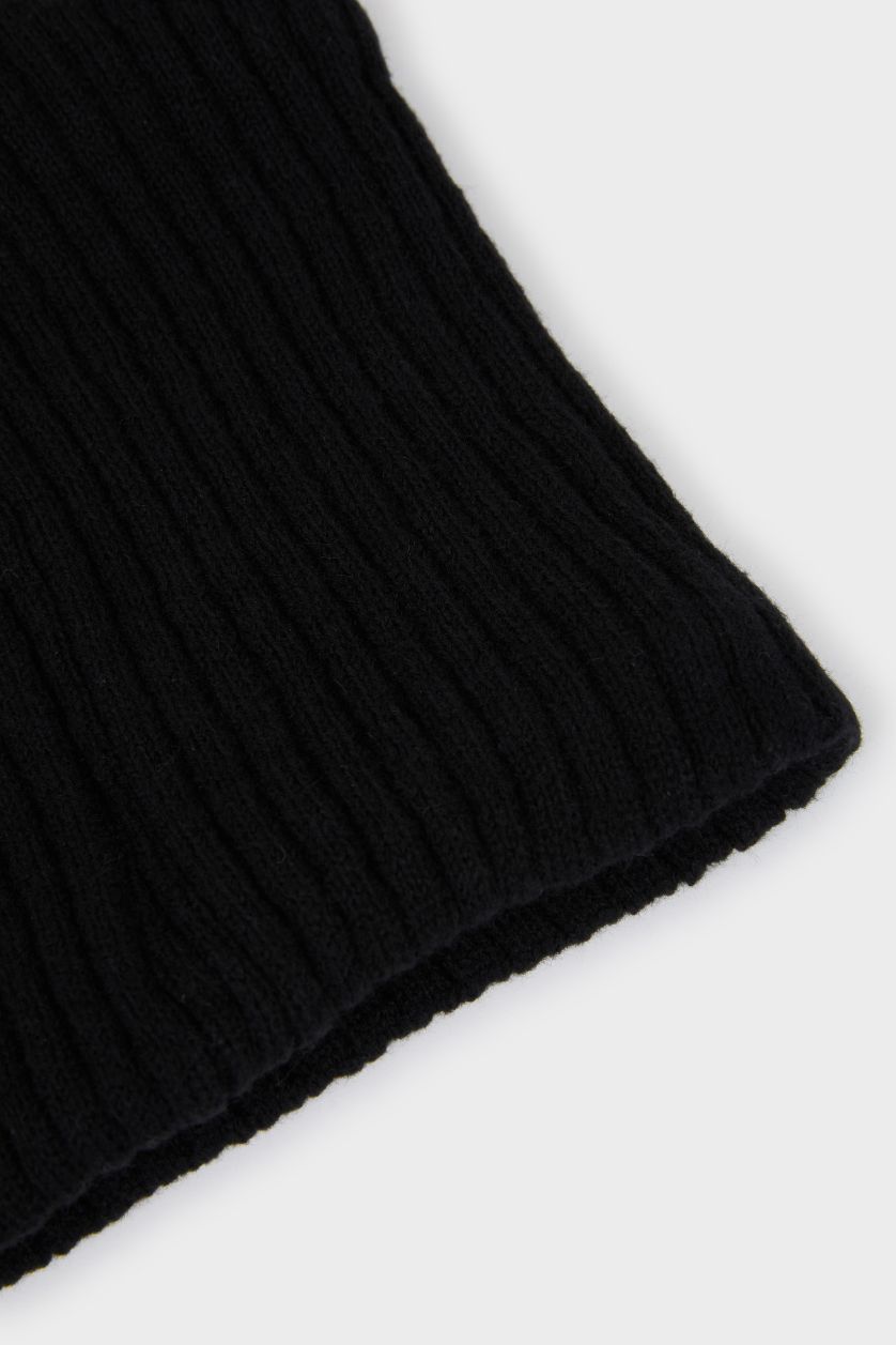 BOYS & TEENS Black Boy Lined Faux Fur Neck Scarf