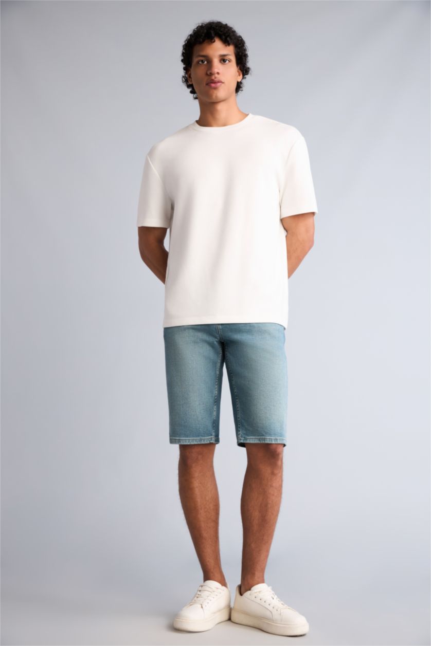 Erkek Açık Yeşil Slim Fit Bermuda Şort