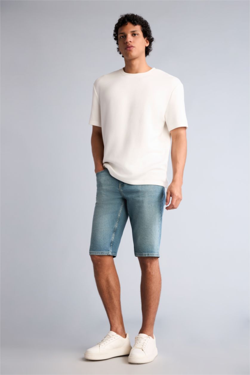 Erkek Açık Yeşil Slim Fit Bermuda Şort