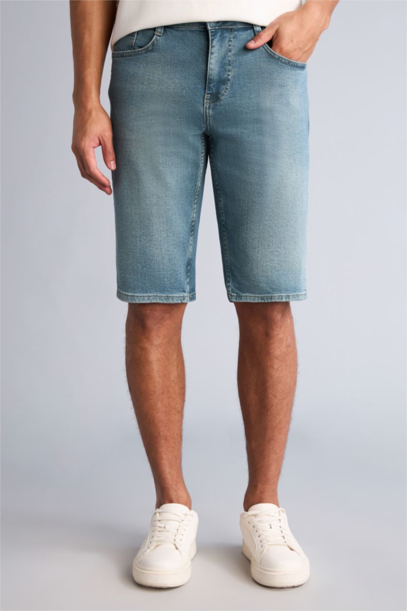 Erkek Açık Yeşil Slim Fit Bermuda Şort