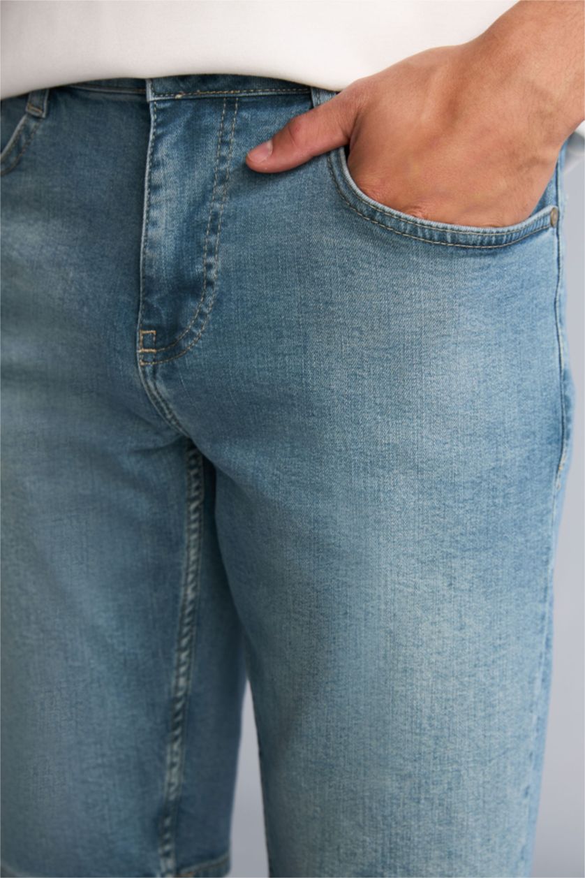 Erkek Açık Yeşil Slim Fit Bermuda Şort