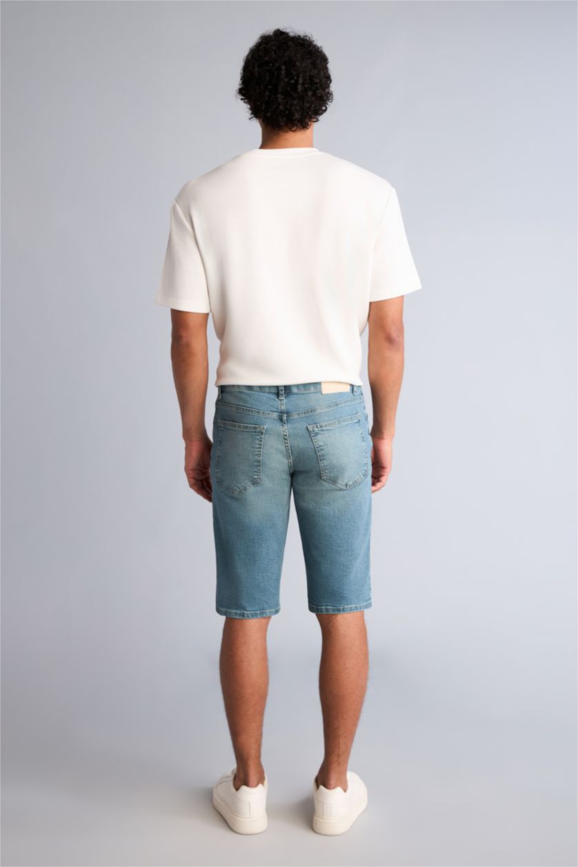 Erkek Açık Yeşil Slim Fit Bermuda Şort