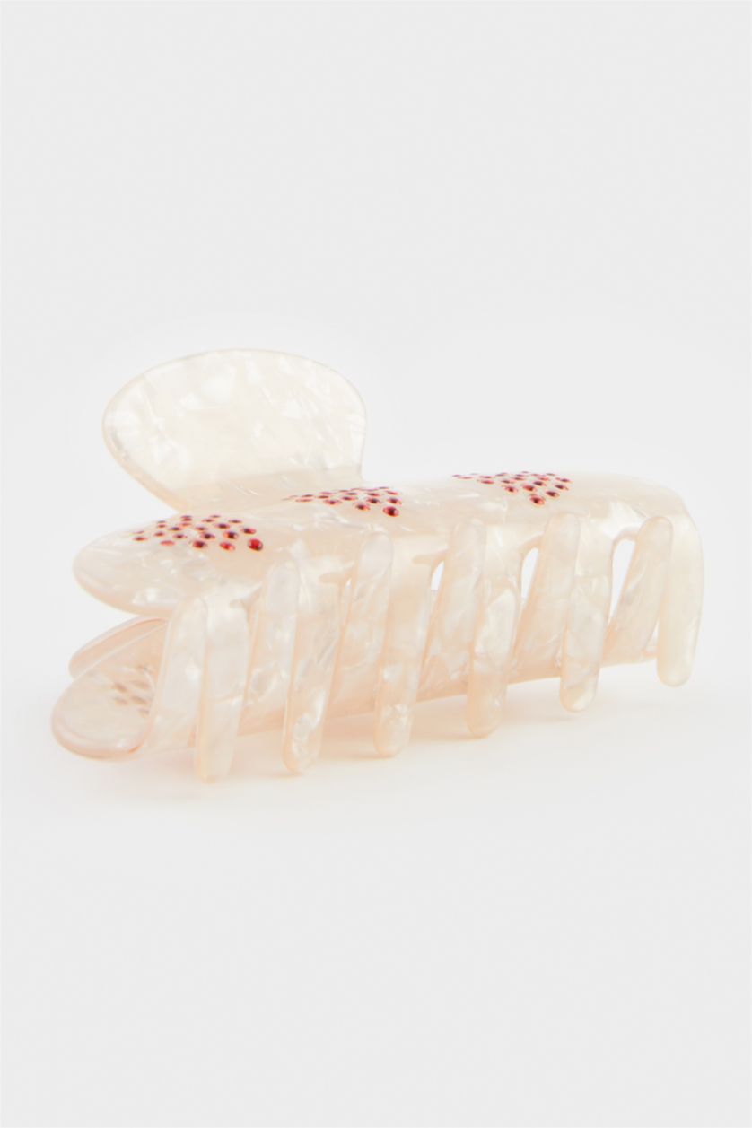 نساء Turuncu Orta مشبك شعر بتأثير صدفي بنقش قلوب نسائي