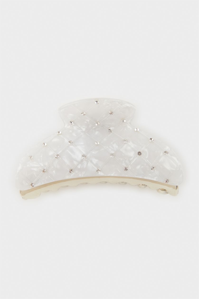 FEMME Blanc Pince à cheveux dorée effet nacré pour femme