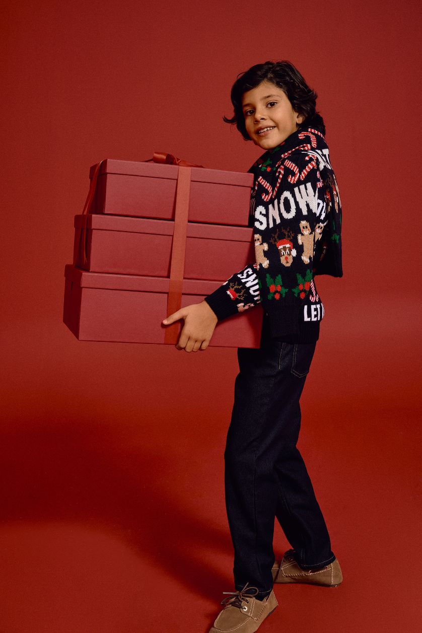 Erkek Çocuk - Genç Erkek Koyu Mavi Straight Fit Düz Paça Jean Polar Astarlı Pantolon Erkek Çocuk