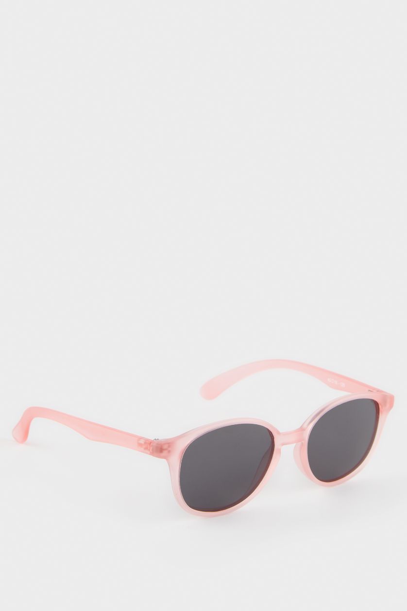 Kız Çocuk - Genç Kız Somon Yuvarlak Turuncu Plastik Çerçeve Siyah Cam Polarize Güneş Gözlüğü Kız Çocuk