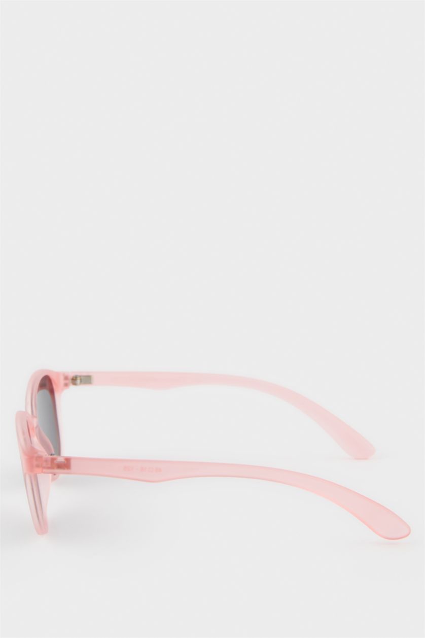 Kız Çocuk - Genç Kız Somon Yuvarlak Turuncu Plastik Çerçeve Siyah Cam Polarize Güneş Gözlüğü Kız Çocuk