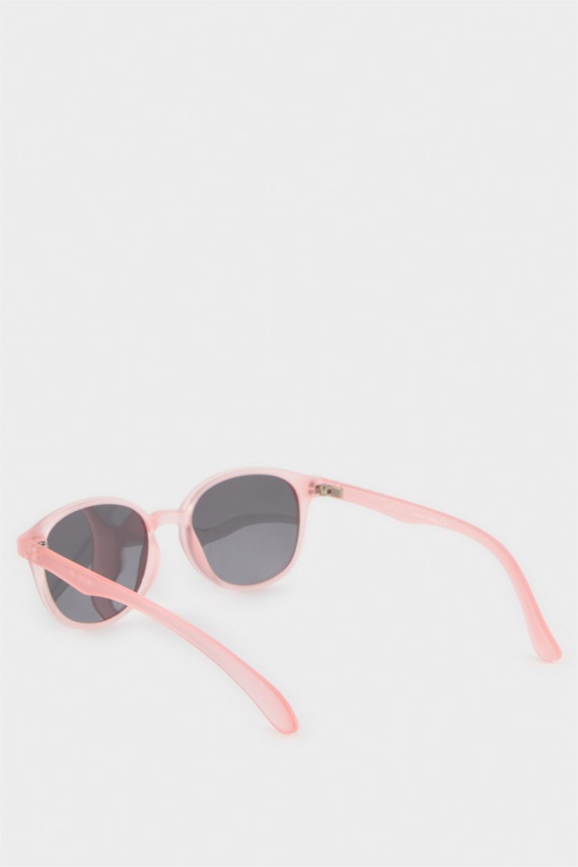 Kız Çocuk - Genç Kız Somon Yuvarlak Turuncu Plastik Çerçeve Siyah Cam Polarize Güneş Gözlüğü Kız Çocuk