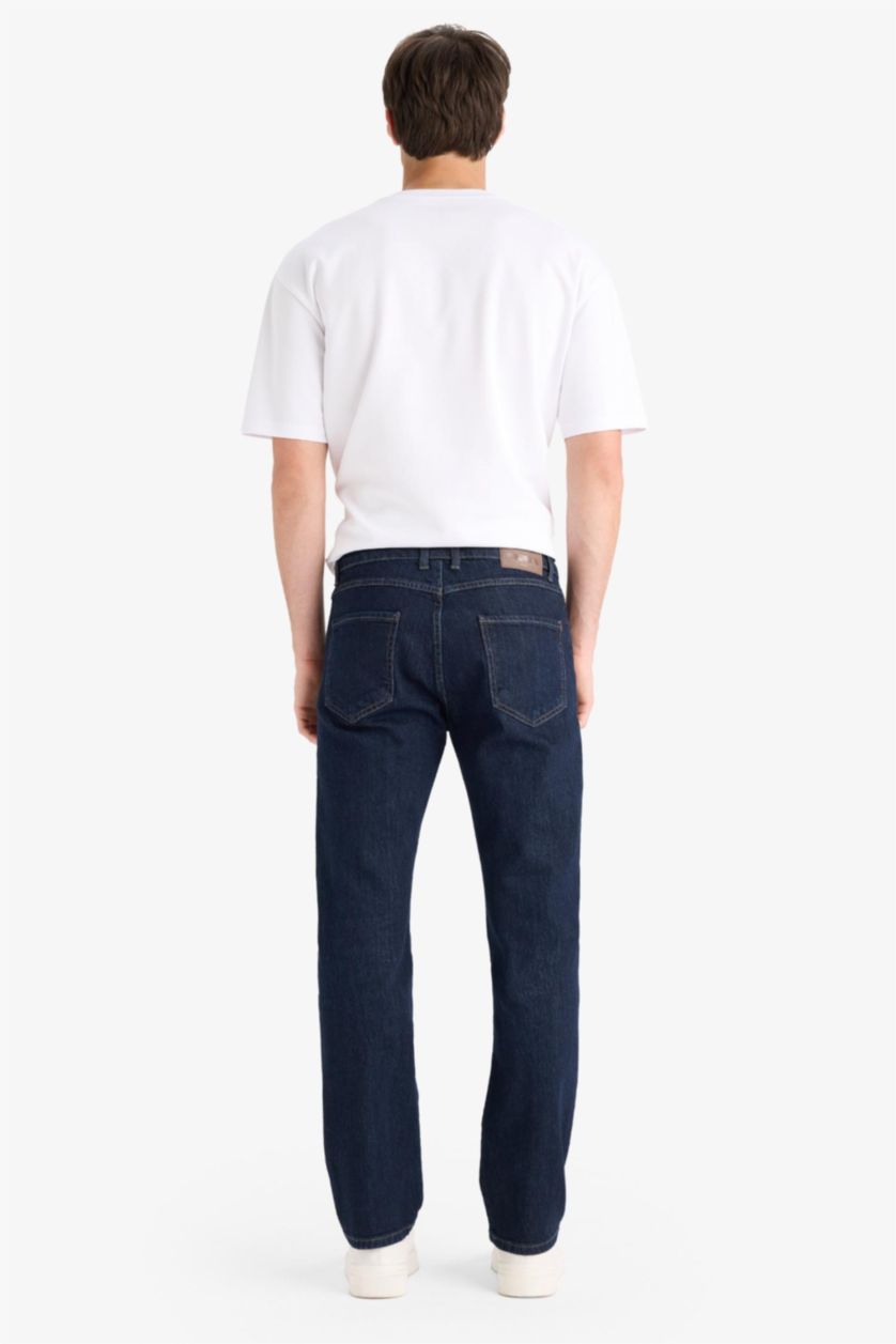 HOMME Bleu Foncé Pantalon Jean à coupe droite