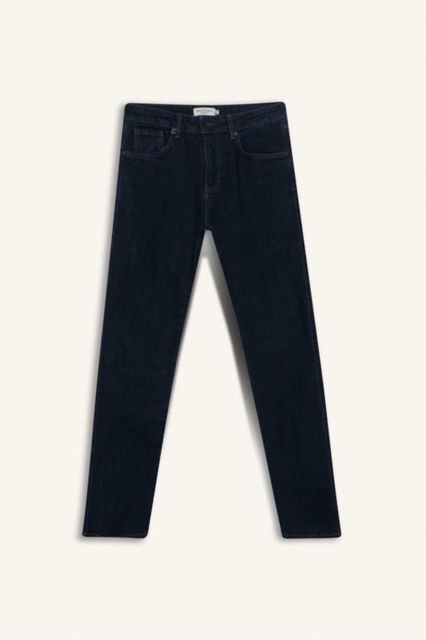 HOMME Bleu Foncé Pantalon Jean à coupe droite