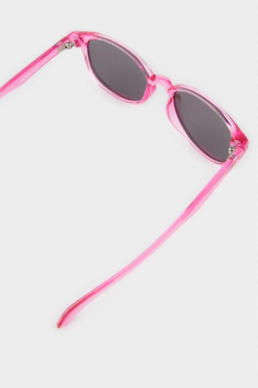 Kız Çocuk - Genç Kız Pembe Yuvarlak Fuşya Plastik Çerçeve Siyah Cam Polarize Güneş Gözlüğü Kız Çocuk