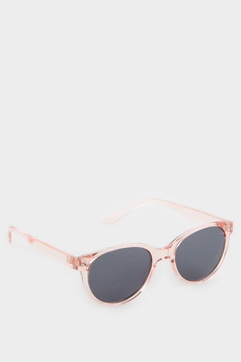 Kız Çocuk - Genç Kız Somon Yuvarlak Turuncu Plastik Çerçeve Siyah Cam Polarize Güneş Gözlüğü Kız Çocuk