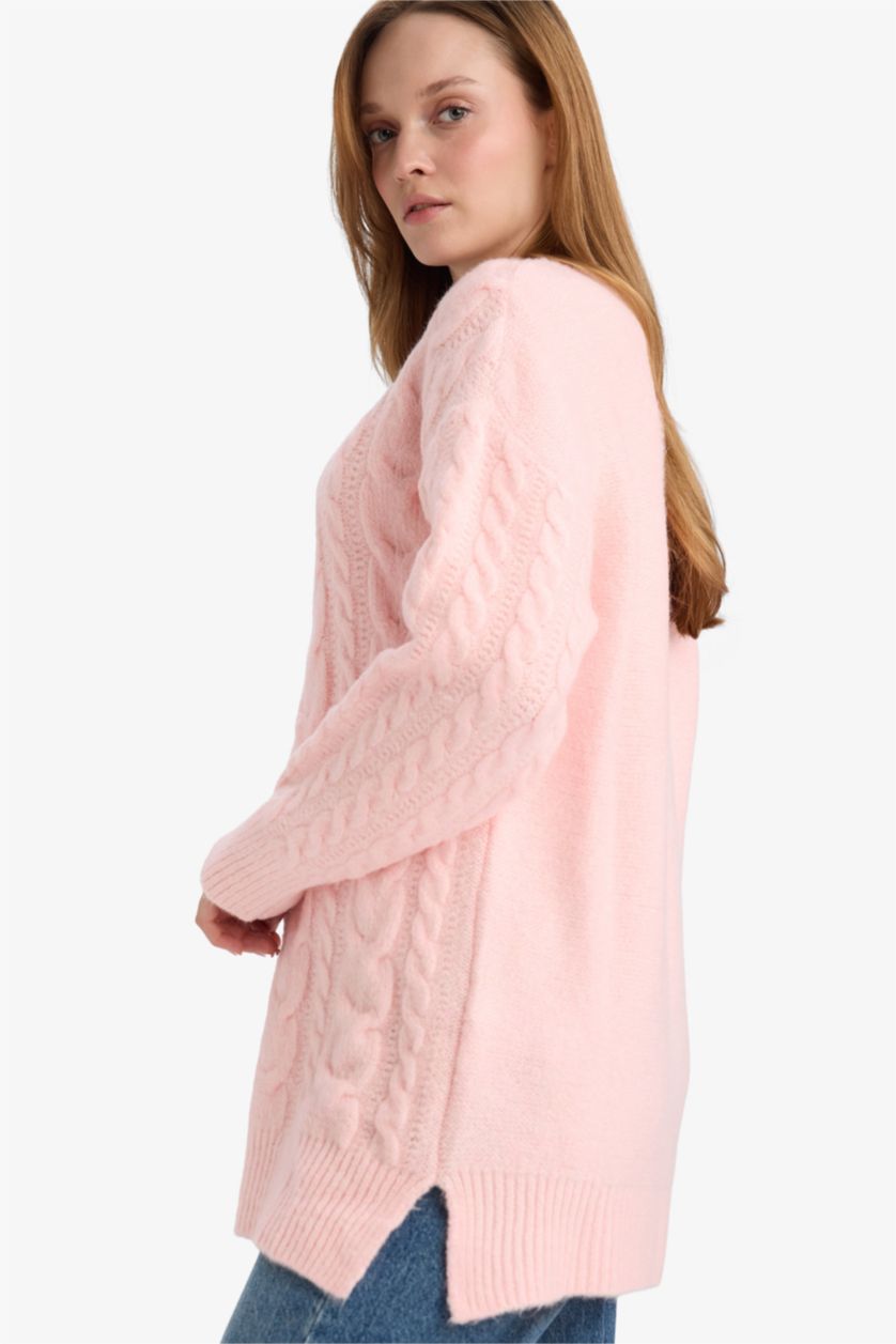 WOMAN Light Pink Relax Fit Knitwear Crew Neck Tunic