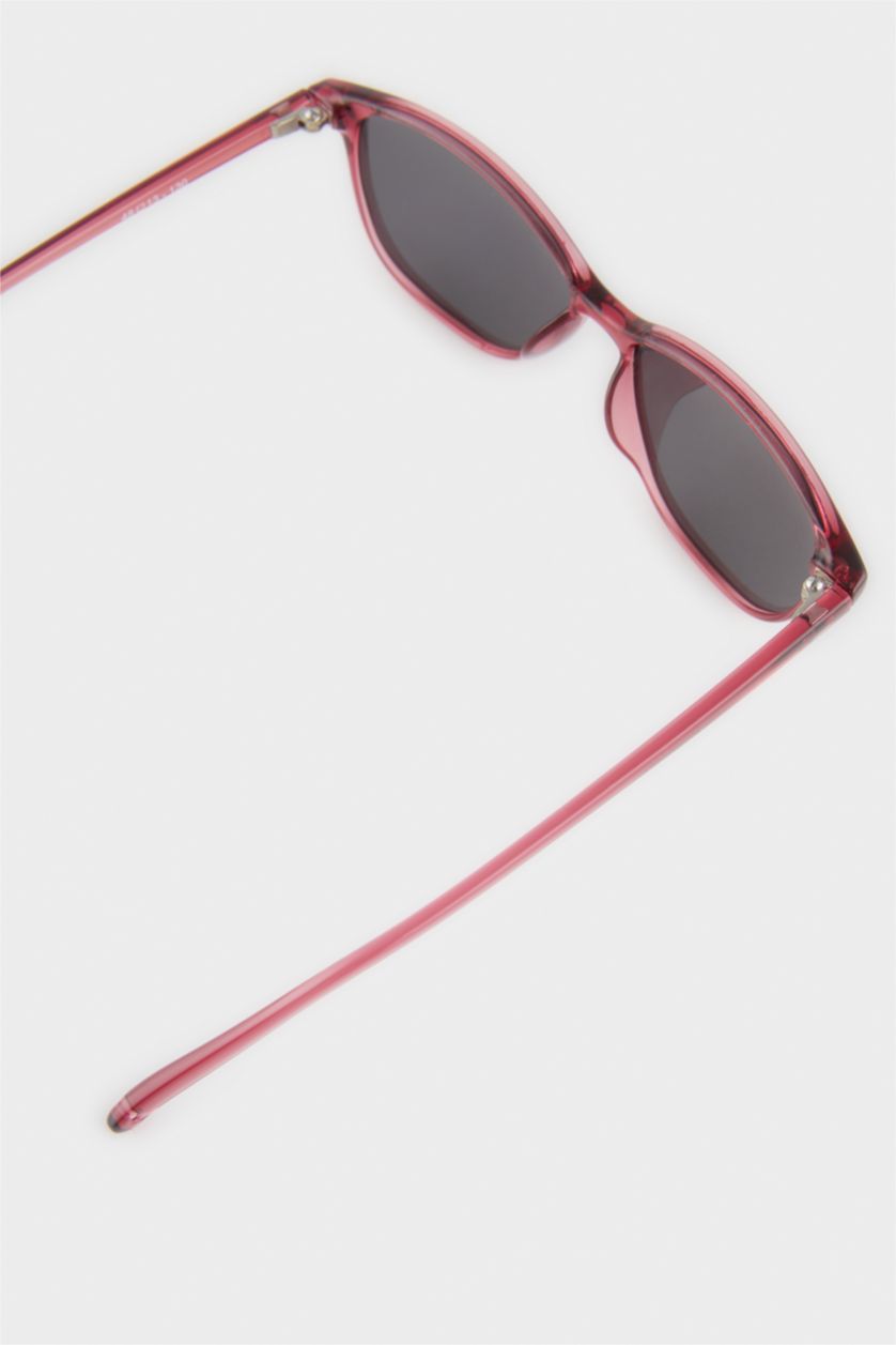 Kız Çocuk - Genç Kız Koyu Bordo Yuvarlak Bordo Plastik Çerçeve Siyah Cam Polarize Güneş Gözlüğü Kız Çocuk