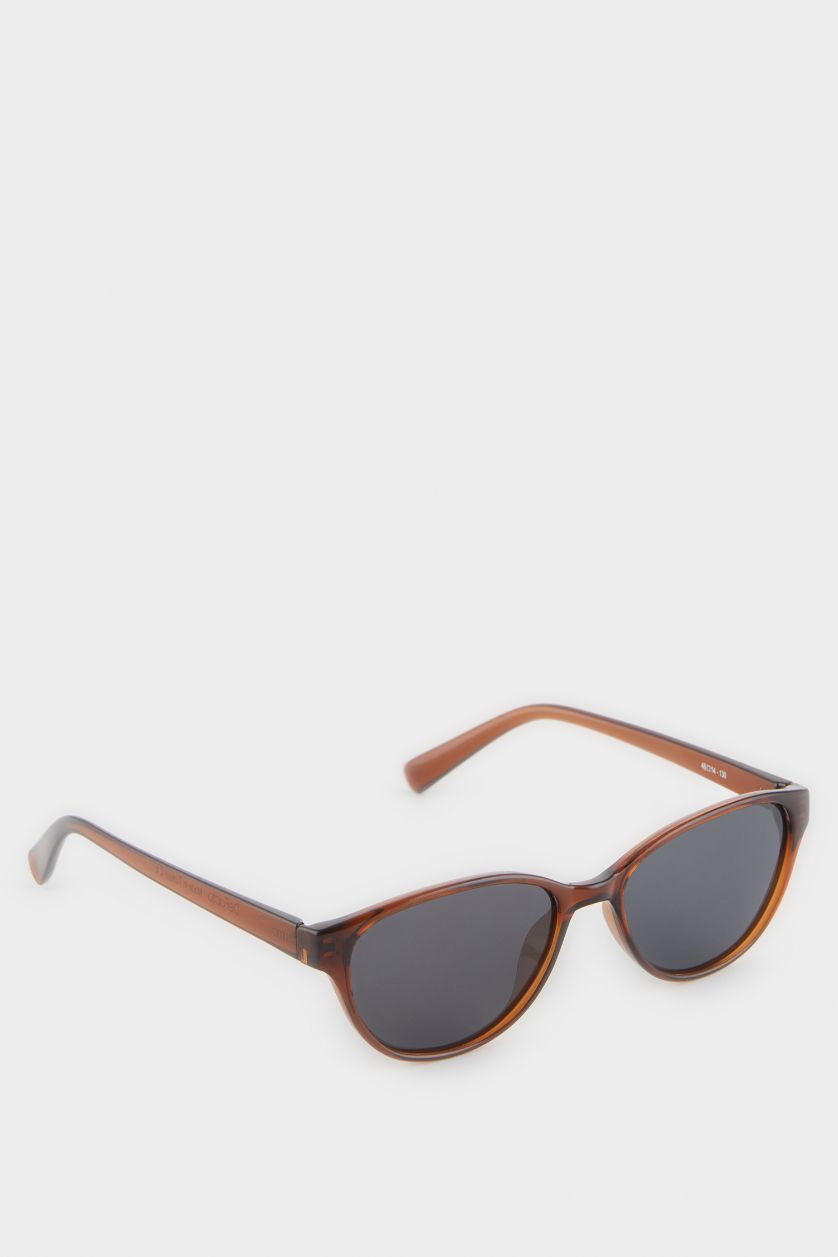 Kız Çocuk - Genç Kız Koyu Kahve Yuvarlak Kahve Plastik Çerçeve Siyah Cam Polarize Güneş Gözlüğü Kız Çocuk