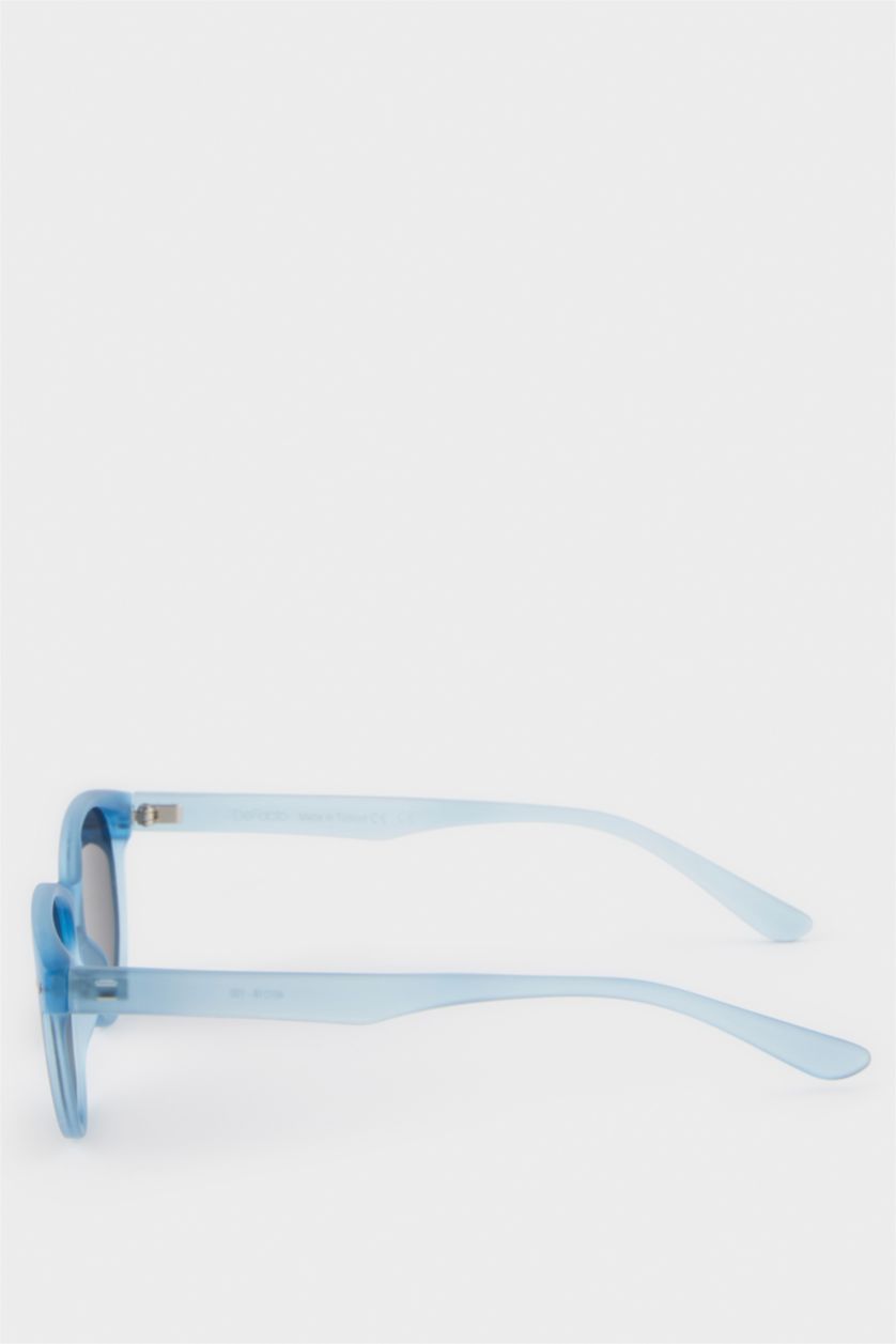 Kız Çocuk - Genç Kız Açık Mavi Yuvarlak Açık Mavi Plastik Çerçeve Siyah Cam Polarize Güneş Gözlüğü Kız Çocuk