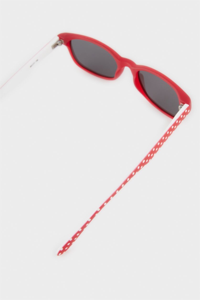 Kız Çocuk - Genç Kız Kırmızı Yuvarlak Kırmızı Plastik Çerçeve Siyah Cam Polarize Güneş Gözlüğü Kız Çocuk