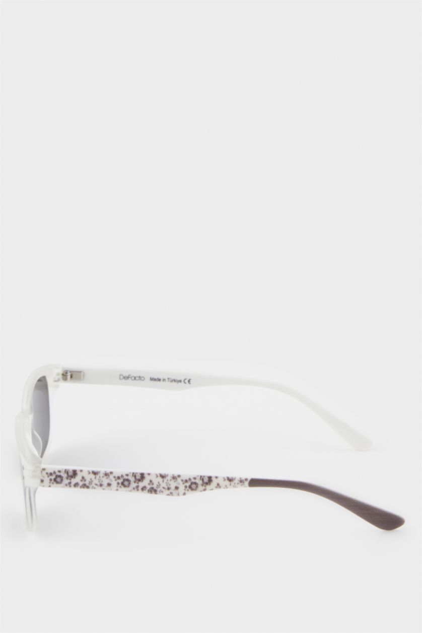 Kız Çocuk - Genç Kız Beyaz Yuvarlak Beyaz Plastik Çerçeve Siyah Cam Polarize Güneş Gözlüğü Kız Çocuk