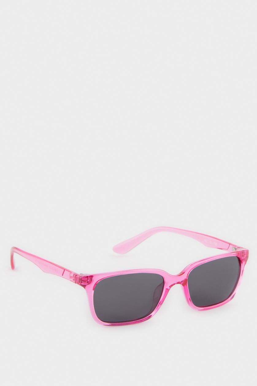 Kız Çocuk - Genç Kız Pembe Yuvarlak Pembe Plastik Çerçeve Siyah Cam Polarize Güneş Gözlüğü Kız Çocuk