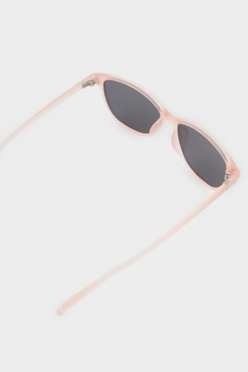 Kız Çocuk - Genç Kız Somon Yuvarlak Açık Turuncu Plastik Çerçeve Siyah Cam Polarize Güneş Gözlüğü Kız Çocuk