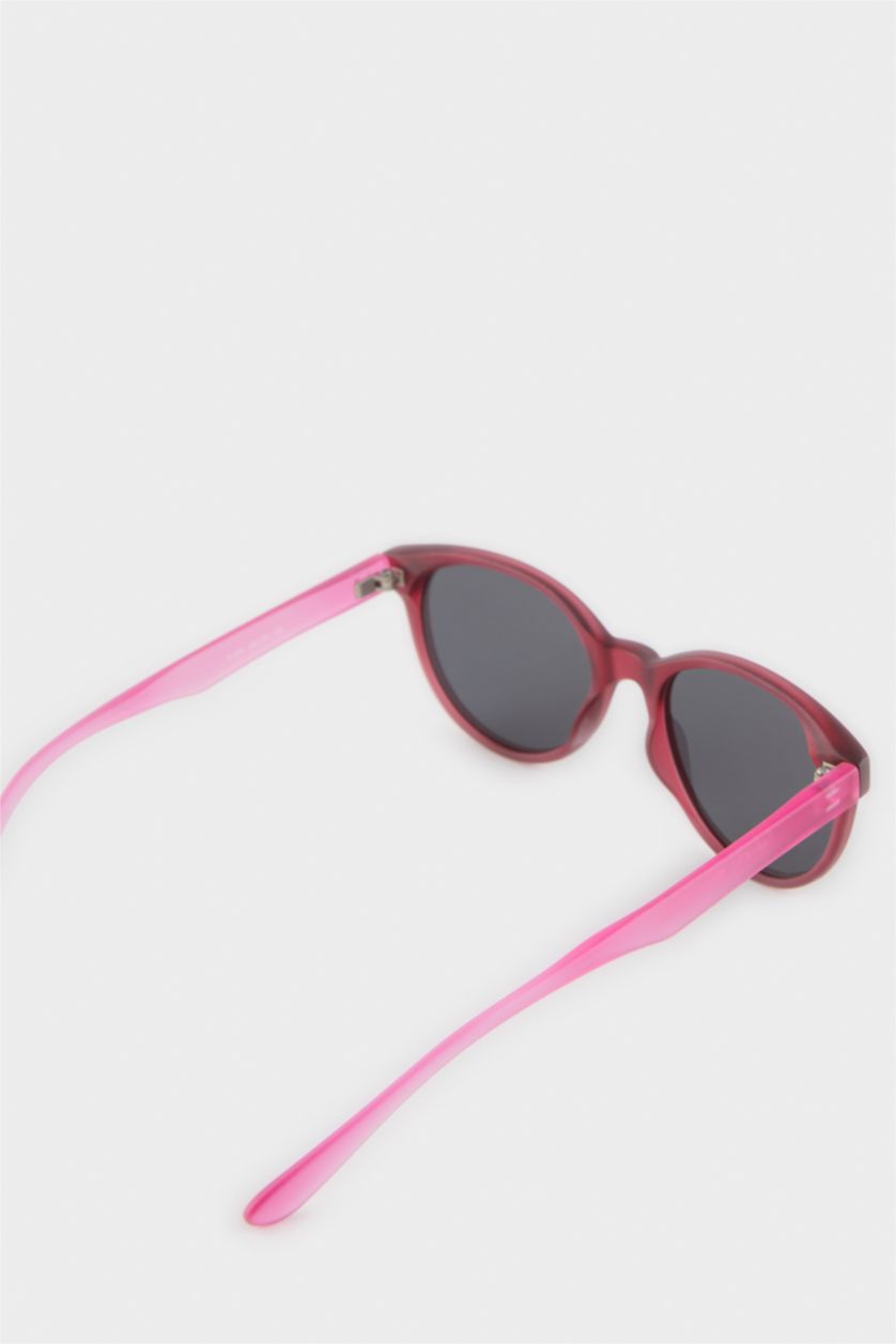 Kız Çocuk - Genç Kız Karma Yuvarlak Kırmızı ve Pembe Plastik Çerçeve Siyah Cam Polarize Güneş Gözlüğü Kız Çocuk