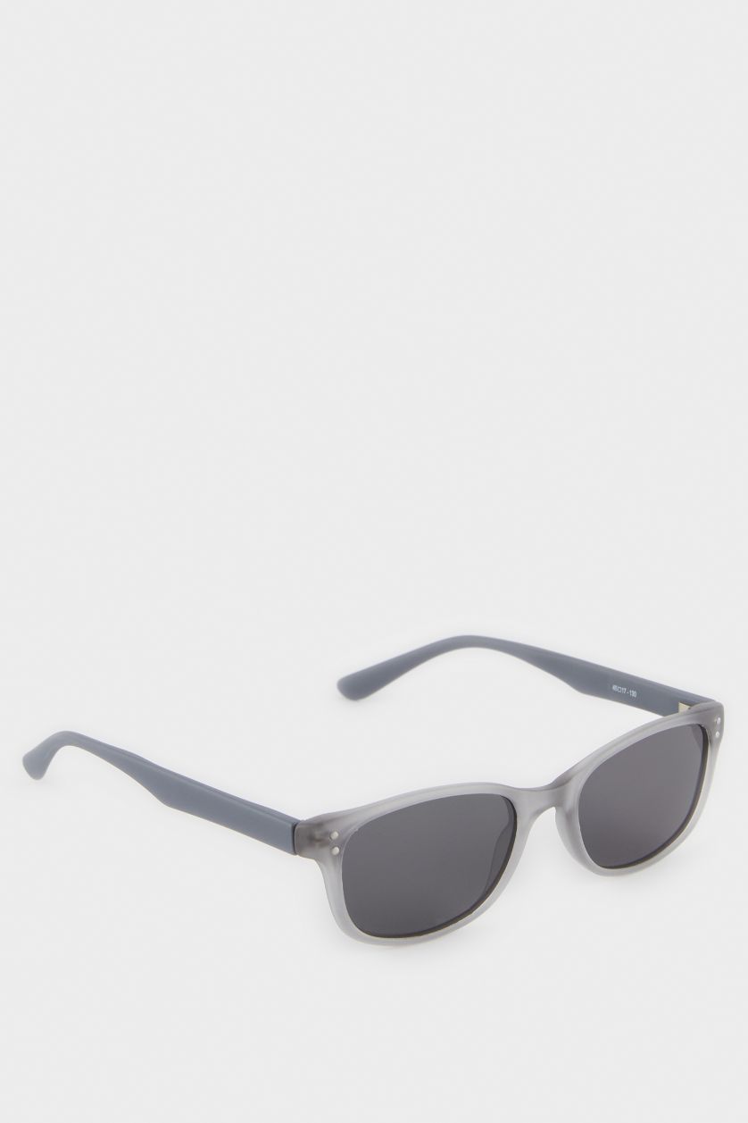 Erkek Çocuk - Genç Erkek Gri Yuvarlak Gri Plastik Çerçeve Siyah Cam Polarize Güneş Gözlüğü Erkek Çocuk