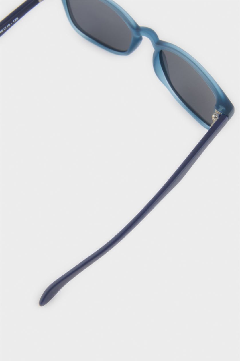 Erkek Çocuk - Genç Erkek Açık Mavi Yuvarlak Mavi Plastik Çerçeve Siyah Cam Polarize Güneş Gözlüğü Erkek Çocuk