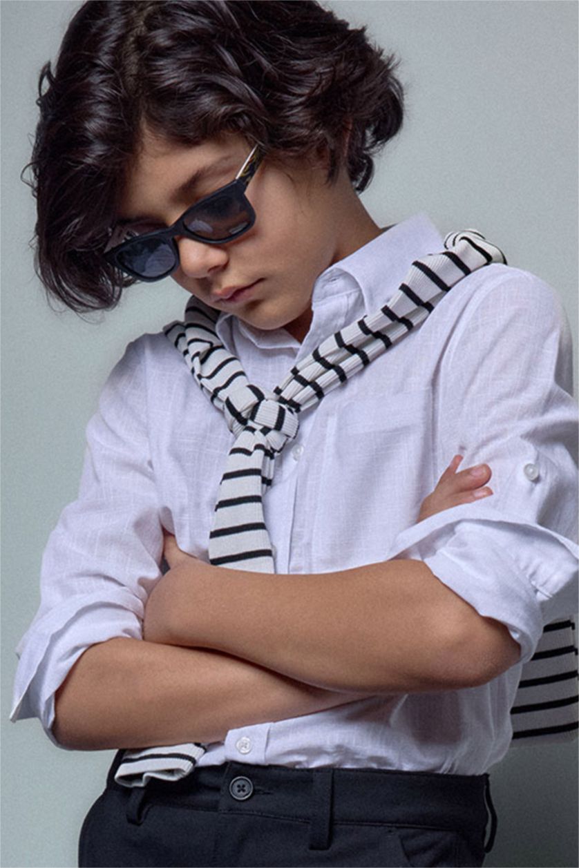 Erkek Çocuk - Genç Erkek Karma Yuvarlak Renkli Plastik Çerçeve Siyah Cam Polarize Güneş Gözlüğü Erkek Çocuk