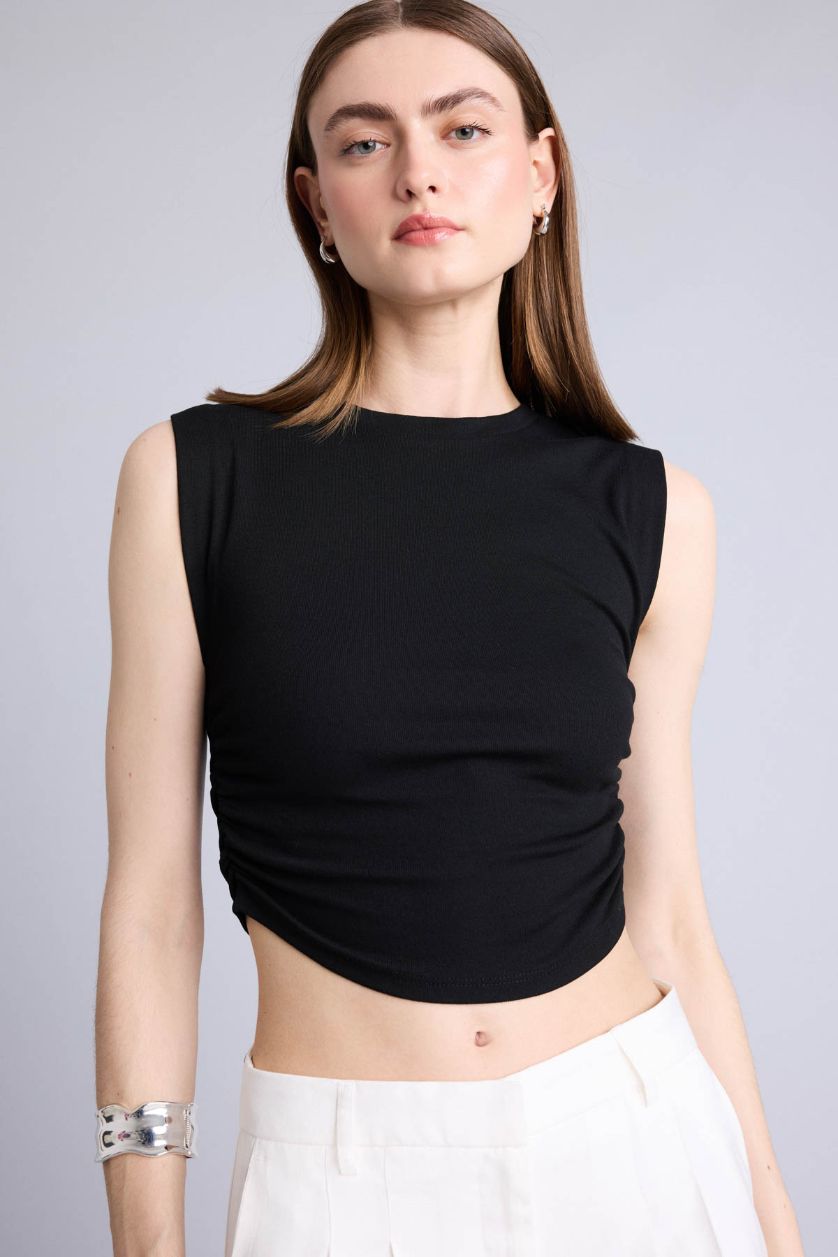 Kadın Siyah Slim Fit Ribana Atlet