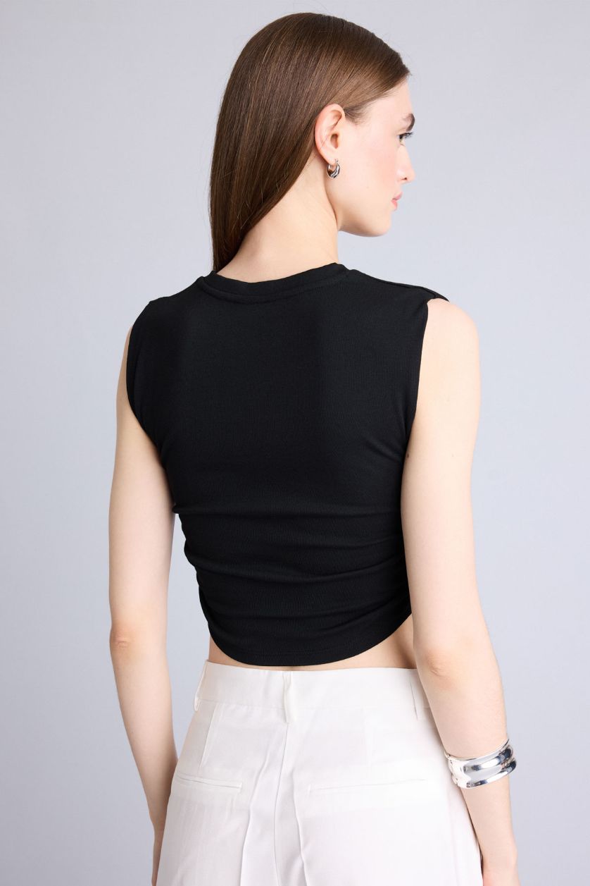 Kadın Siyah Slim Fit Ribana Atlet