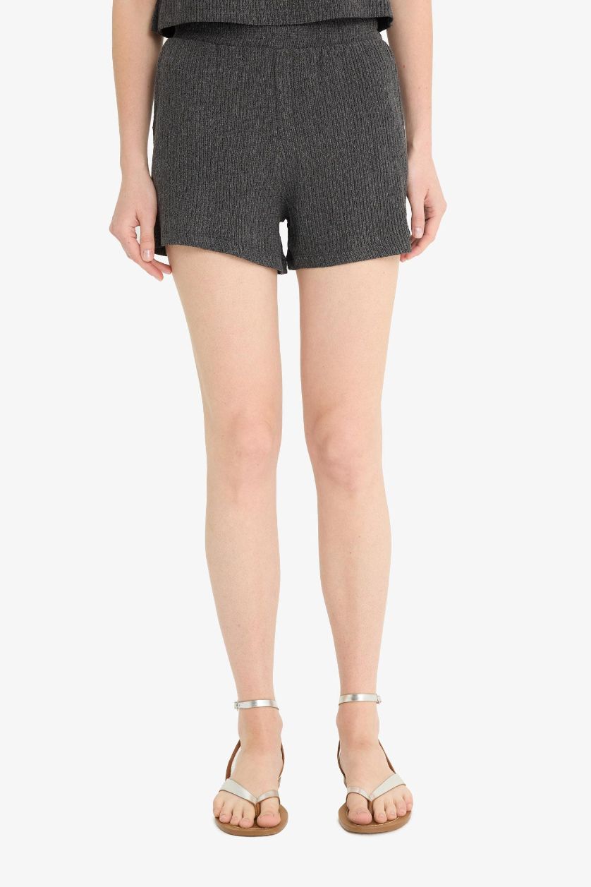 WOMAN Anthracite Melange Regular Fit Crepe Shorts
