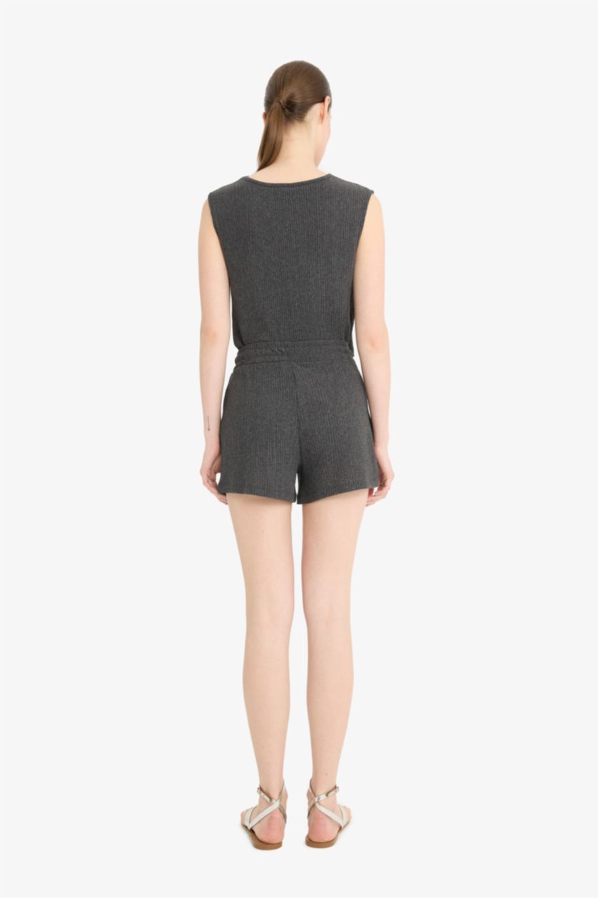 WOMAN Anthracite Melange Regular Fit Crepe Shorts