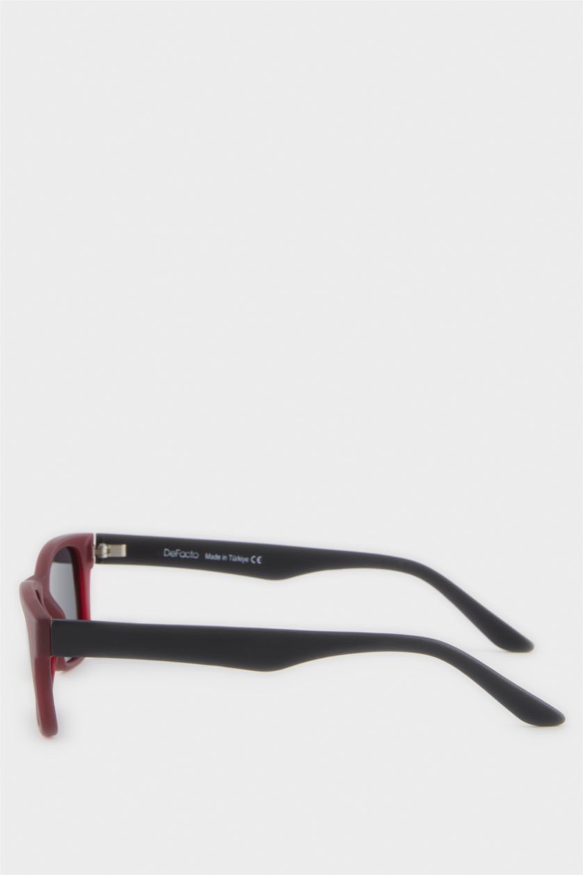 Erkek Çocuk - Genç Erkek Koyu Bordo Yuvarlak Bordo Plastik Çerçeve Siyah Cam Polarize Güneş Gözlüğü Erkek Çocuk