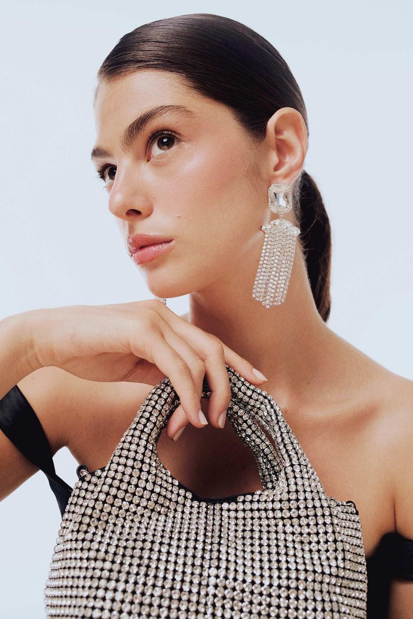 Kadın Gümüş DCEY x DeFacto Kadın Taşlı Sallantılı Küpe