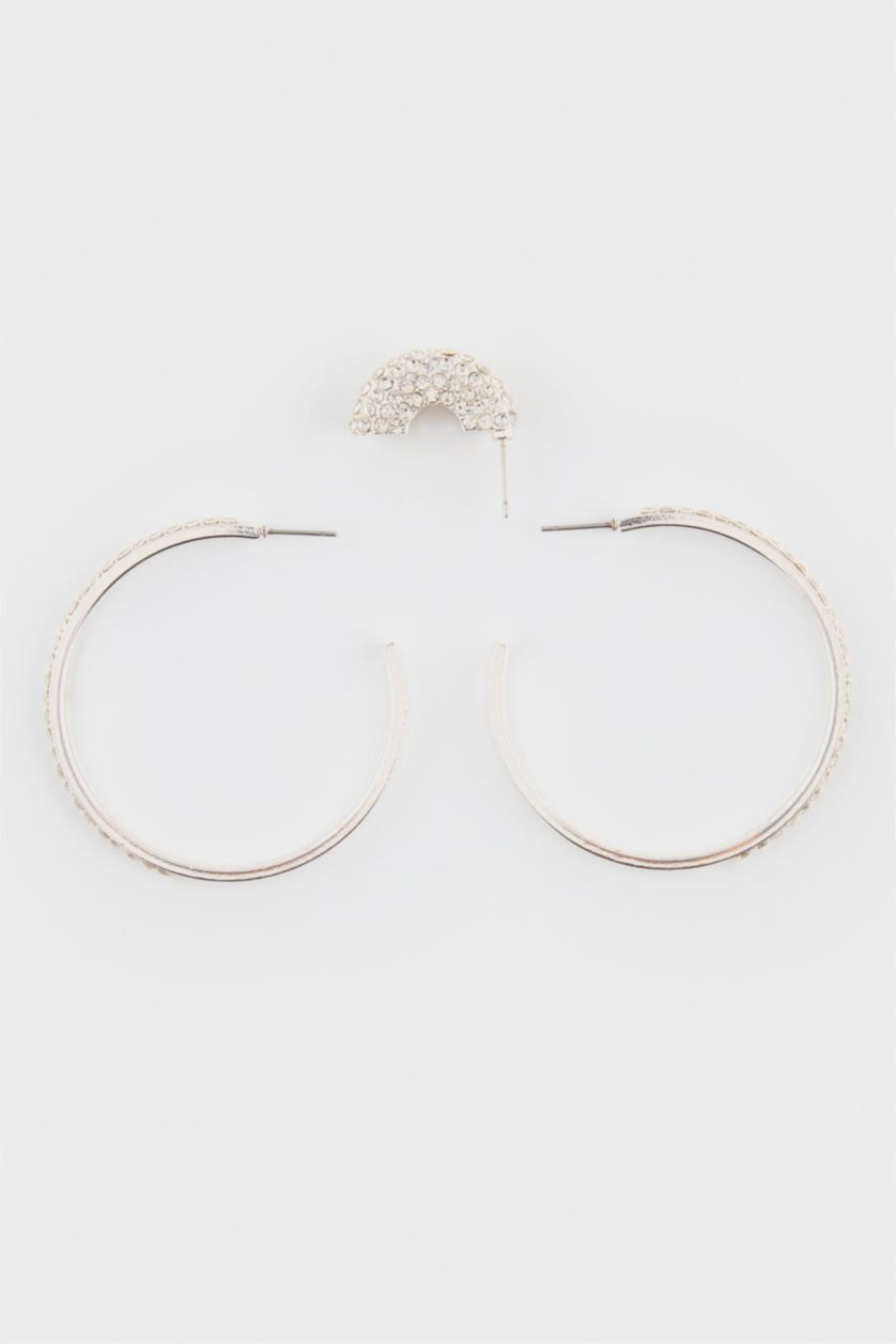 Kadın Gümüş DCEY x DeFacto Kadın 2'li Taşlı Küpe