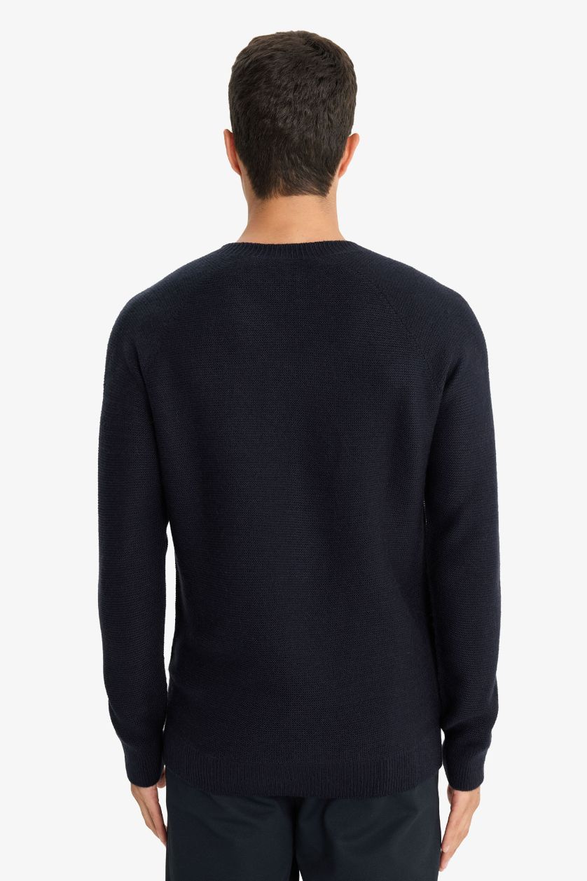 Erkek Lacivert Dikişsiz Triko Kazak