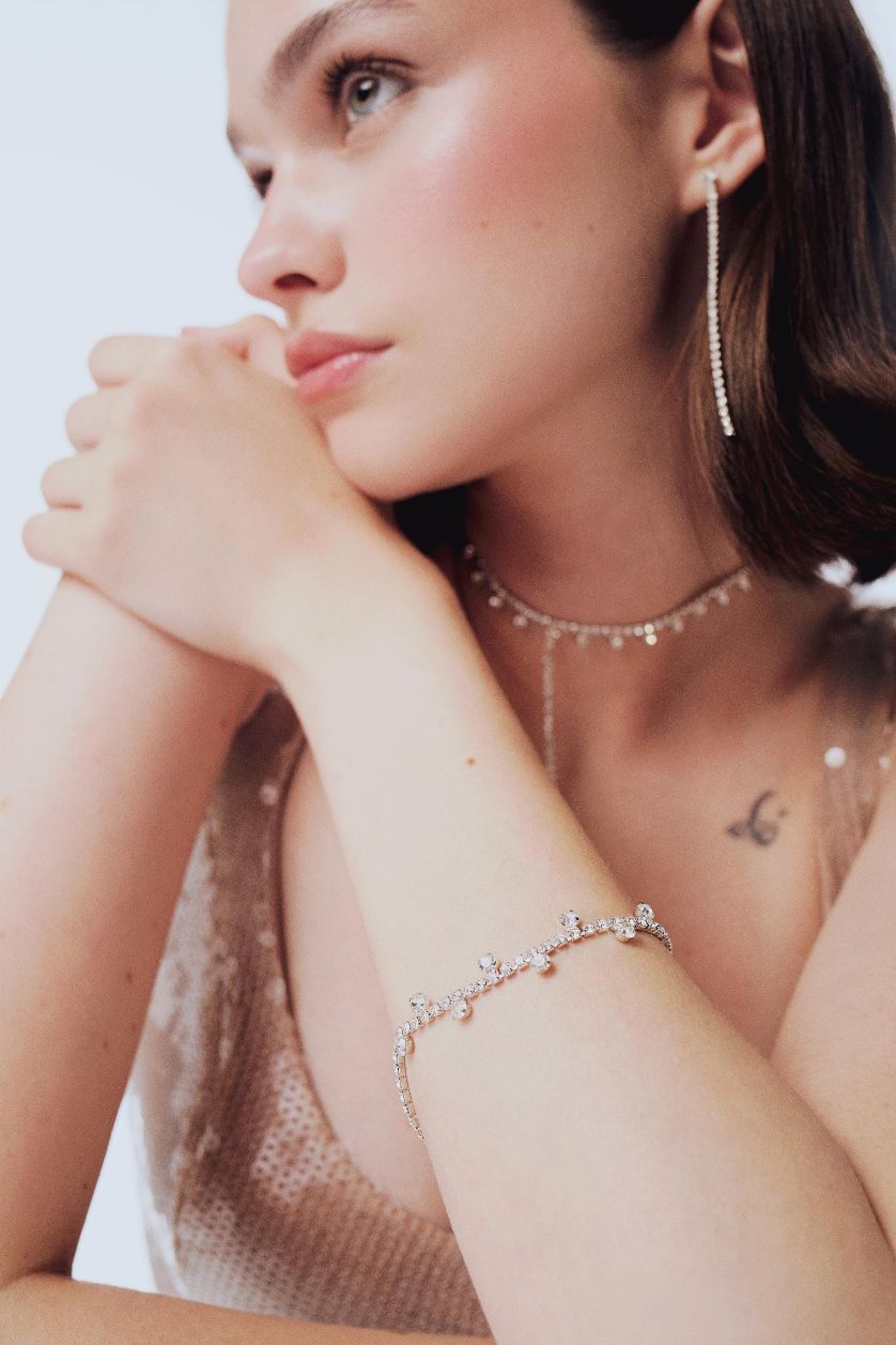 Kadın Gümüş DCEY x DeFacto Kadın Taşlı Kolye Küpe Bileklik Seti