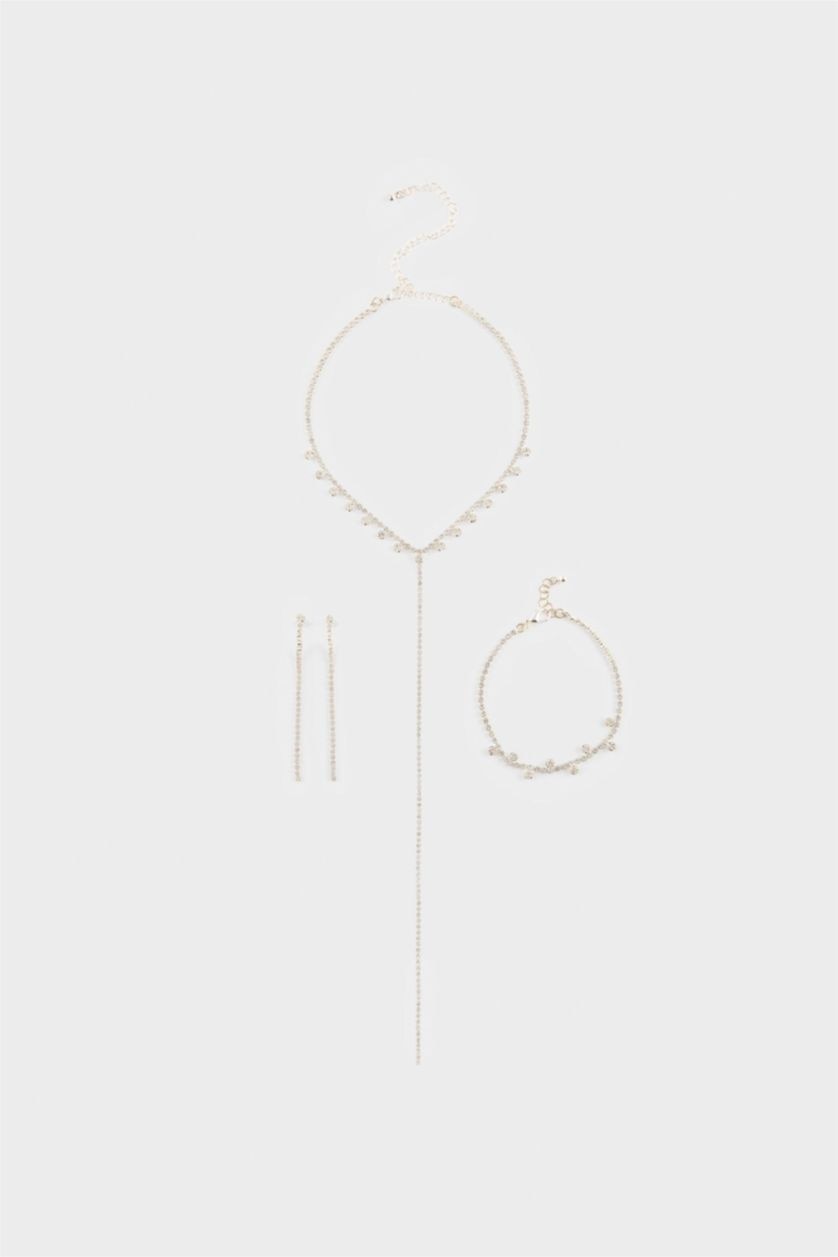 Kadın Gümüş DCEY x DeFacto Kadın Taşlı Kolye Küpe Bileklik Seti