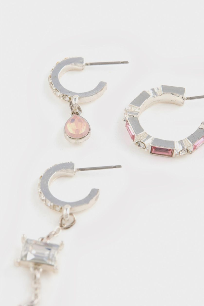 Kadın Gümüş DCEY x DeFacto Kadın 3'lü Taşlı Küpe