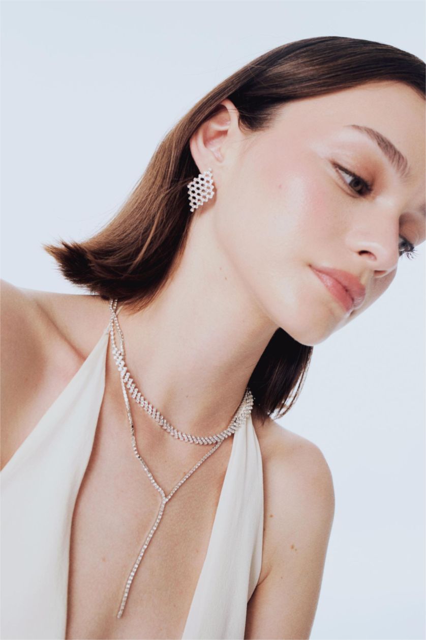 Kadın Gümüş DCEY x DeFacto Kadın Taşlı Y Kolye