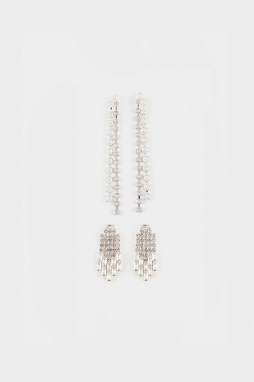 Kadın Gümüş DCEY x DeFacto Kadın 2'li Taşlı Küpe