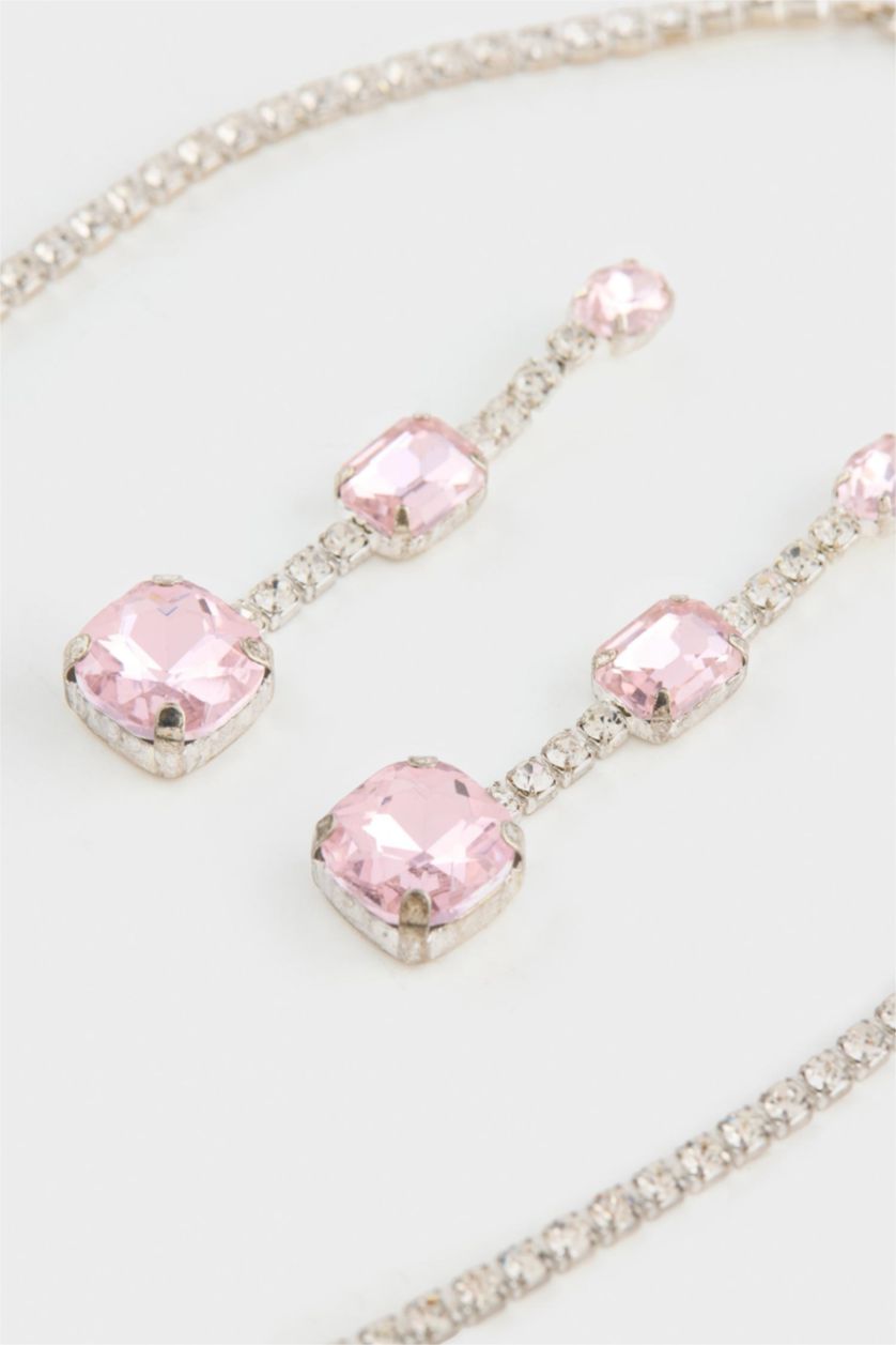 Kadın Karma DCEY x DeFacto Kadın Pembe Taşlı Kolye Küpe Seti